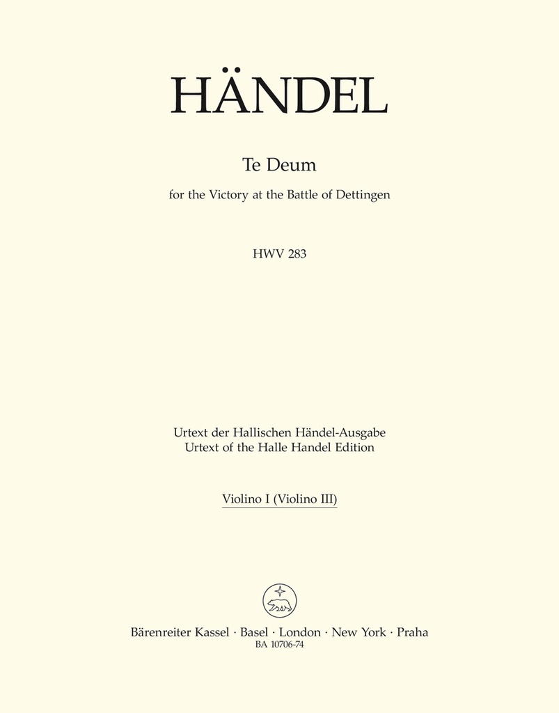 Te Deum for the Victory at the Battle of Dettingen, HWV.283 (Violin 1)