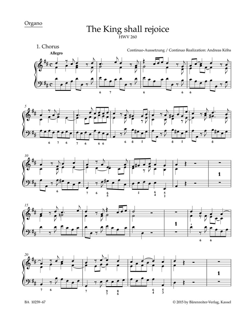 The King shall rejoice, HWV.260 (Organ)