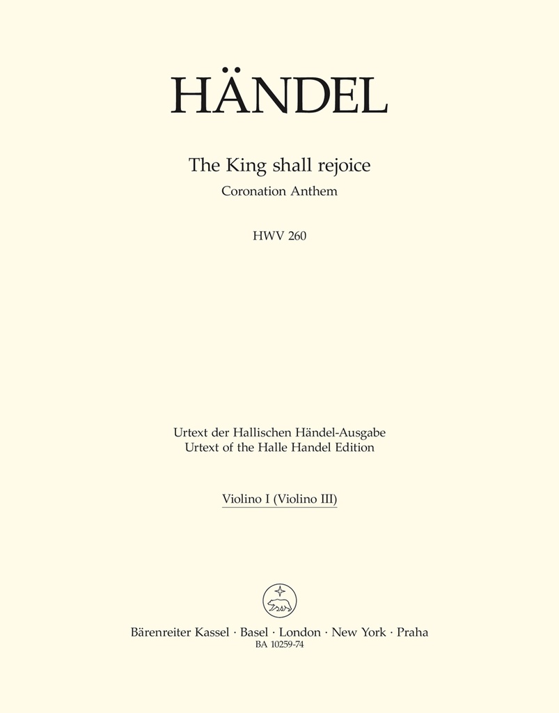 The King shall rejoice, HWV.260 (Violin 1)