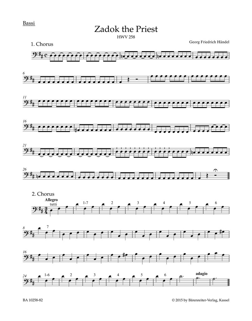 Zadok the priest, HWV.258 (Double bass)