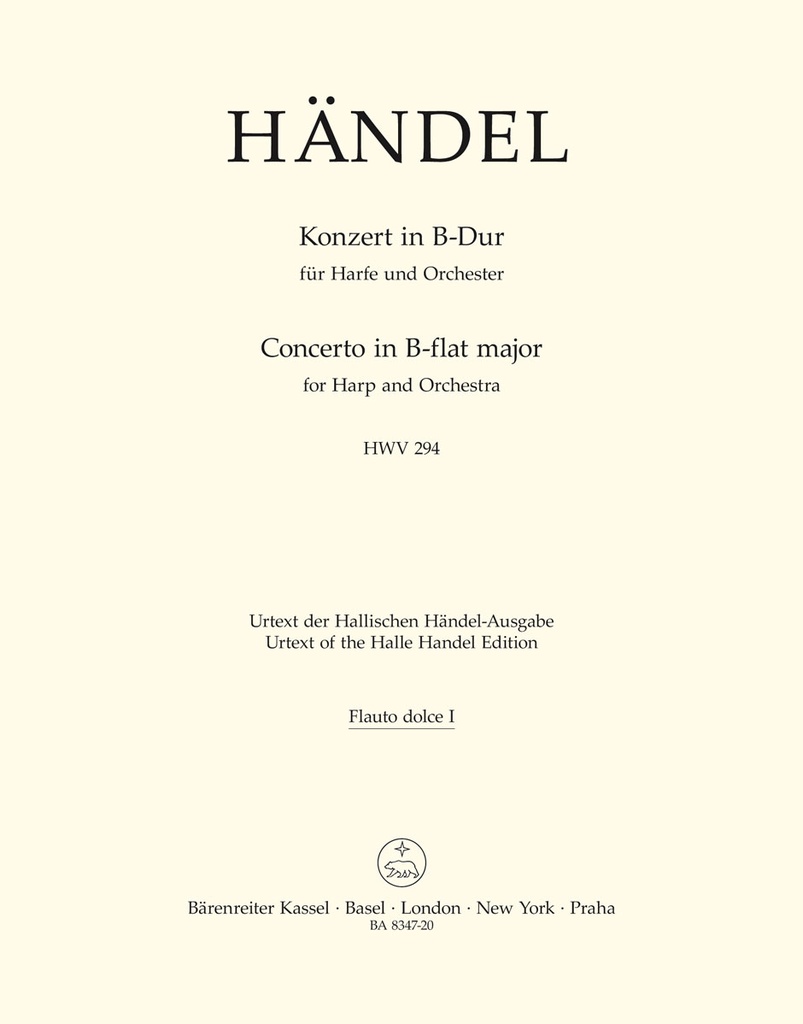 Concerto for Harp and Orchestra B-flat major, Op.4/6, HWV.294 (Recorder 1)
