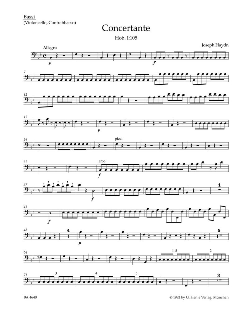 Concertante Hob.I:105 (Cello / Double bass)