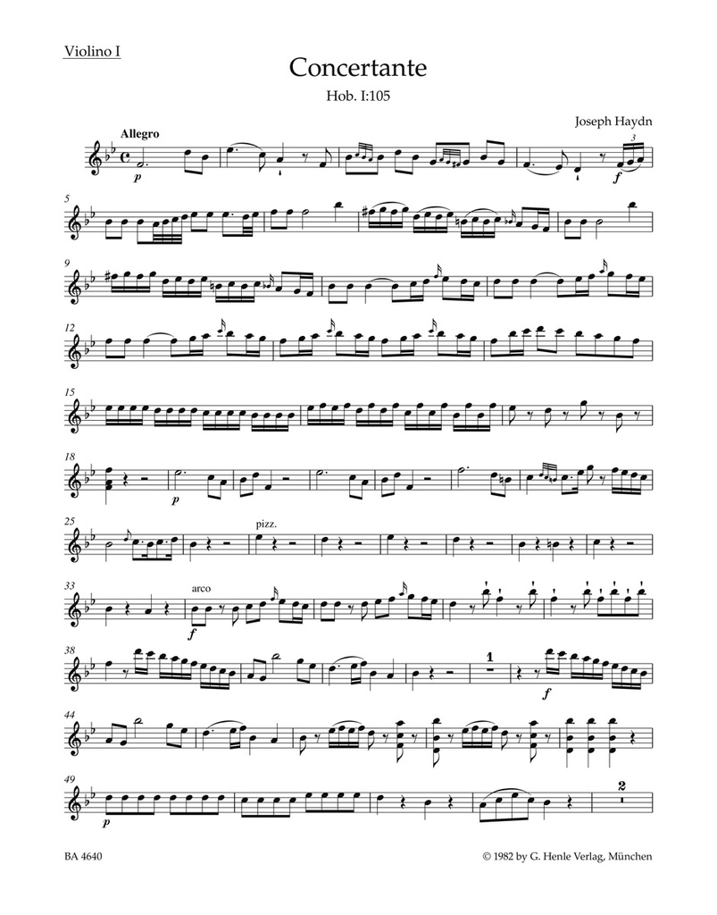 Concertante Hob.I:105 (Violin 1)