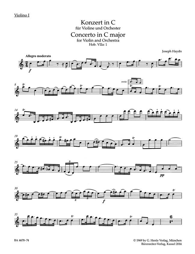 Concerto for Violin and Orchestra C major Hob. VIIa:1 (Violin 1)