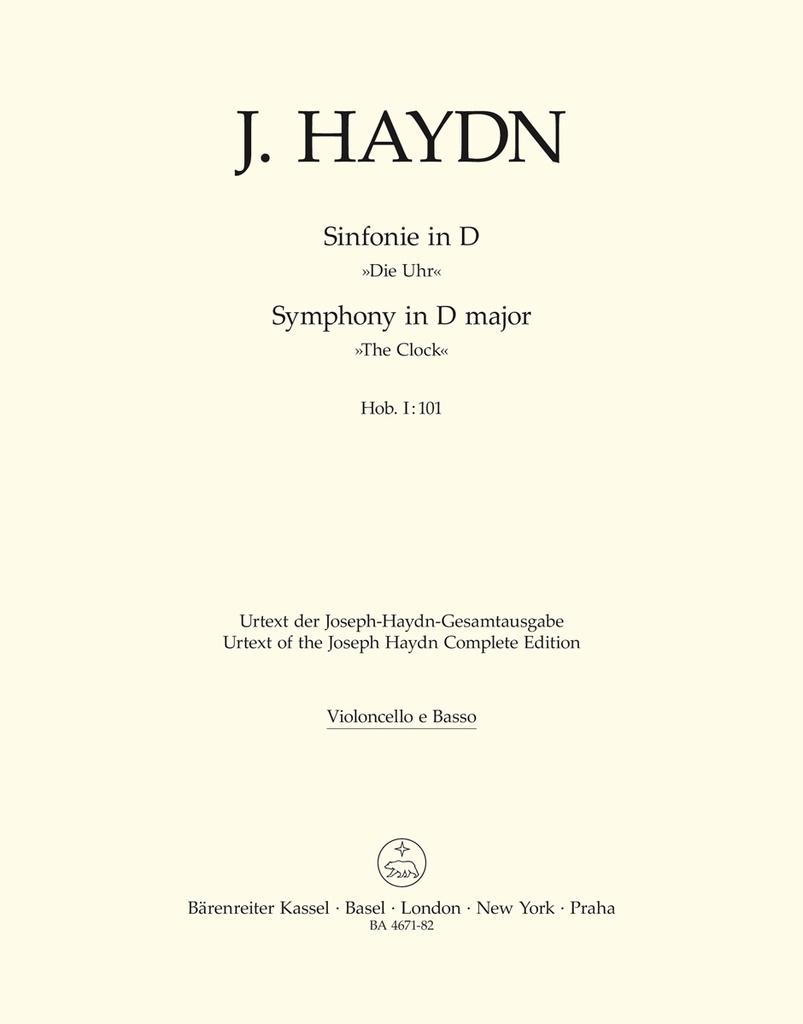 London Symphony No.8 D major Hob.I:101 'The Clock' (Cello / Double bass)
