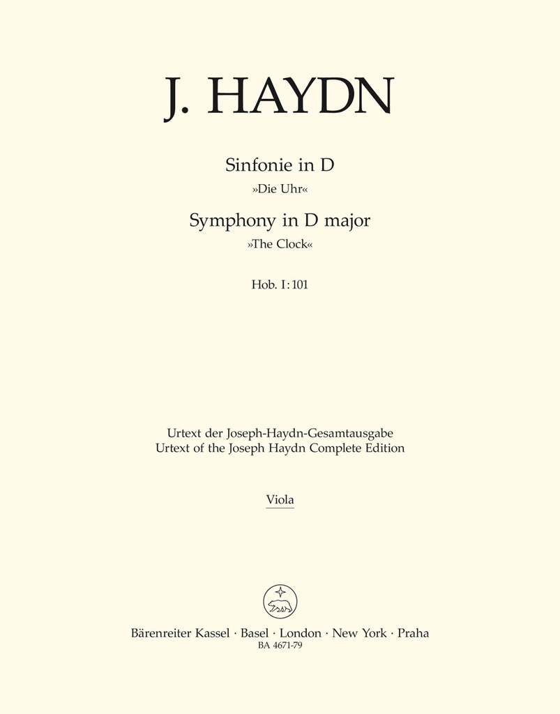 London Symphony No.8 D major Hob.I:101 'The Clock' (Viola)