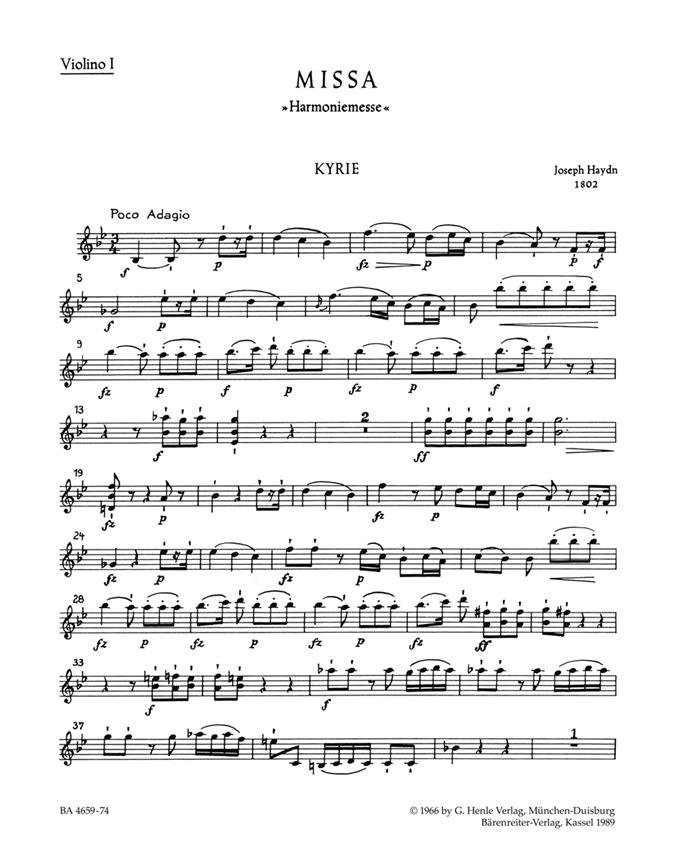Missa B-flat major Hob.XXII:14 'Harmony Mass' (Violin 1)