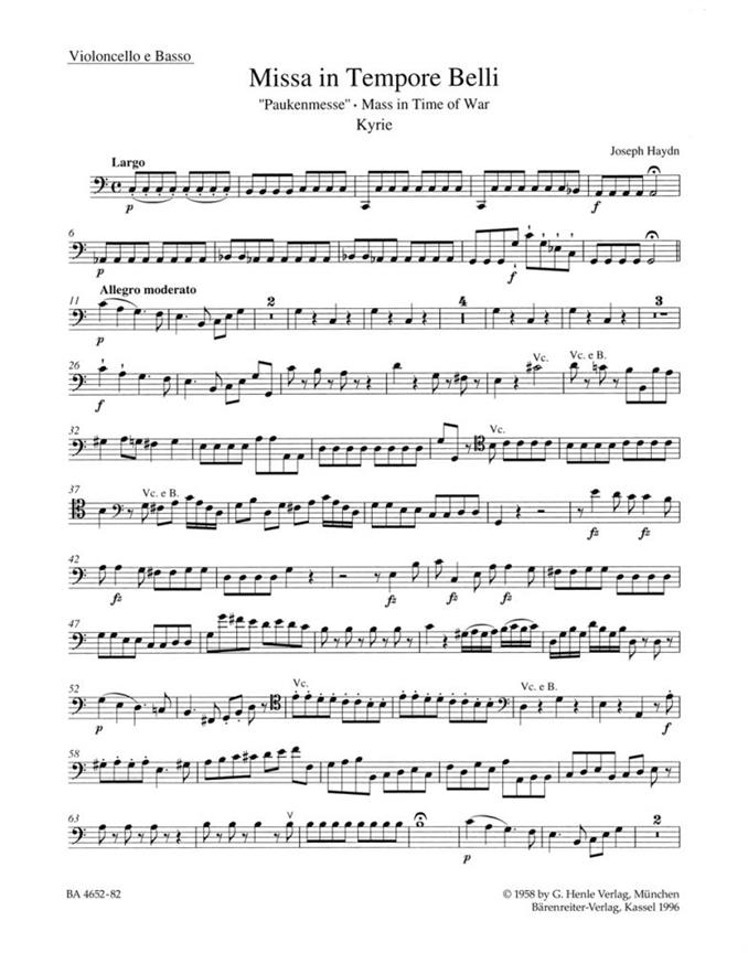 Missa in tempore belli, Hob.XXII:9 Paukenmesse (Cello / Double bass)