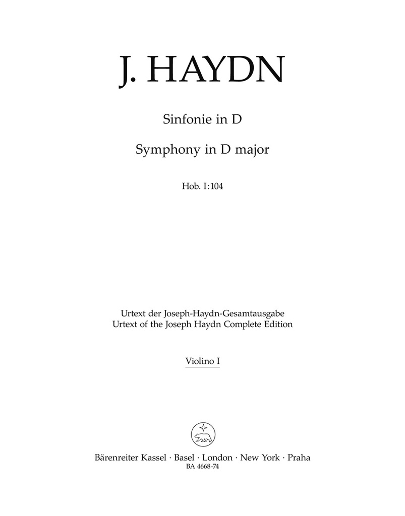 Symphony D major Hob.I :104 'London Symphony No.12' (Violin 1)