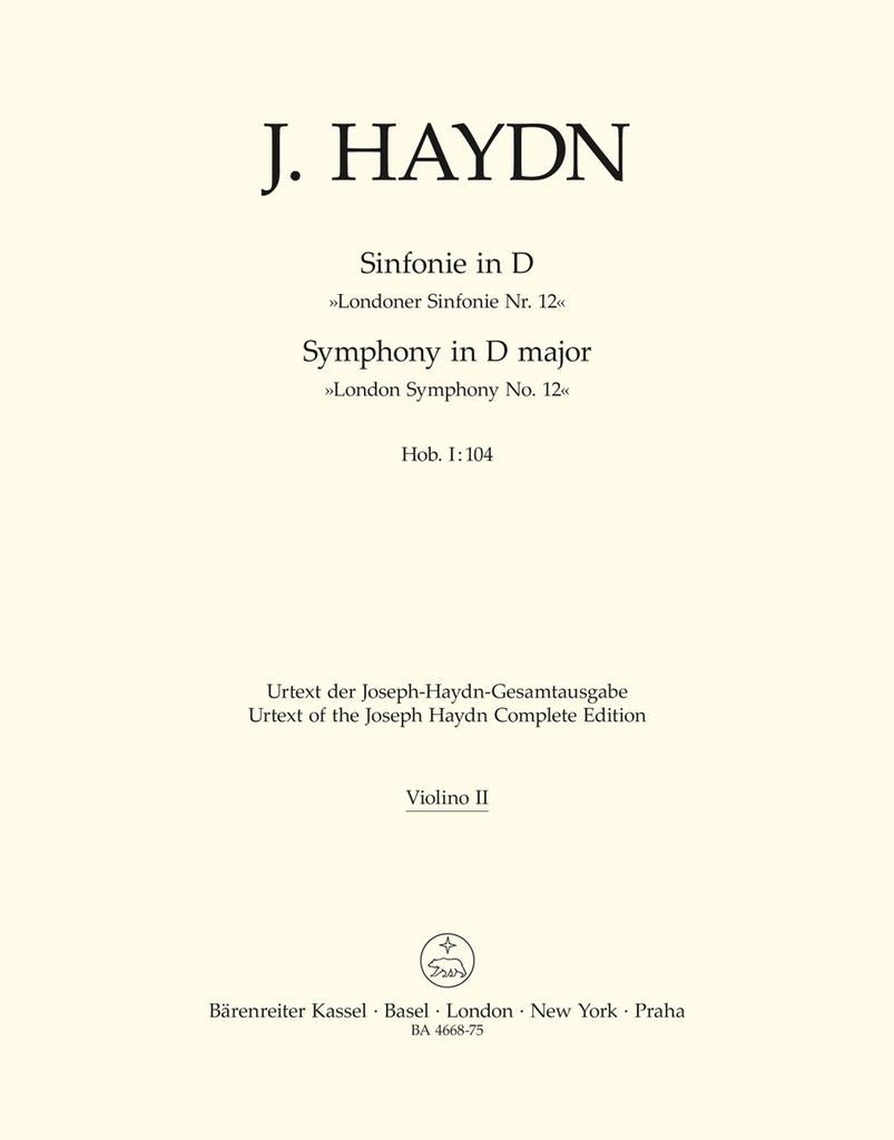 Symphony D major Hob.I :104 'London Symphony No.12' (Violin 2)