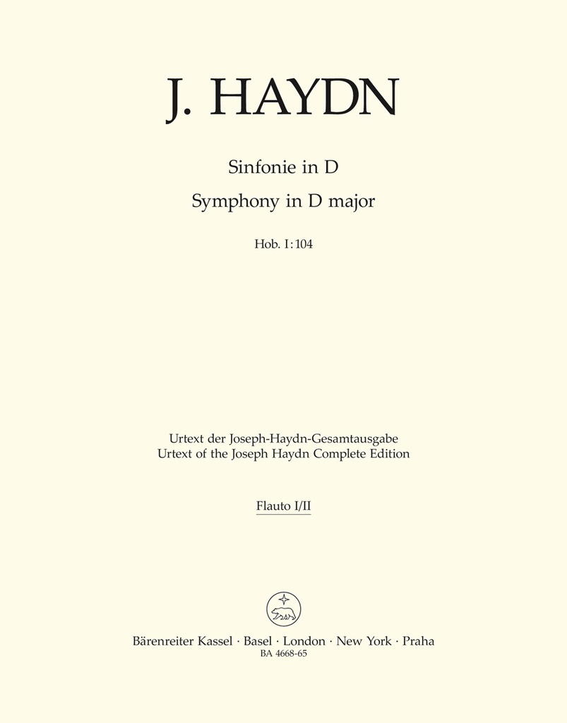Symphony D major Hob.I :104 'London Symphony No.12' (Wind parts, Urtext edition)