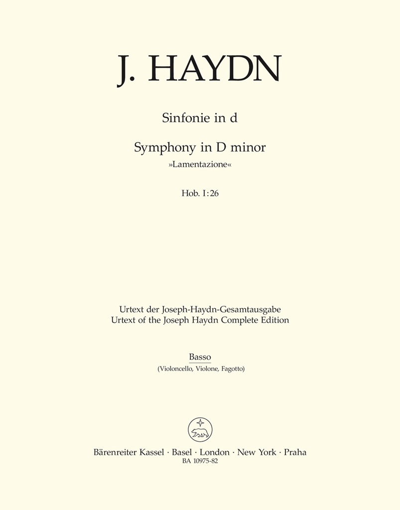 Symphony D minor Hob. I:26 'Lamentazione' (Basso)