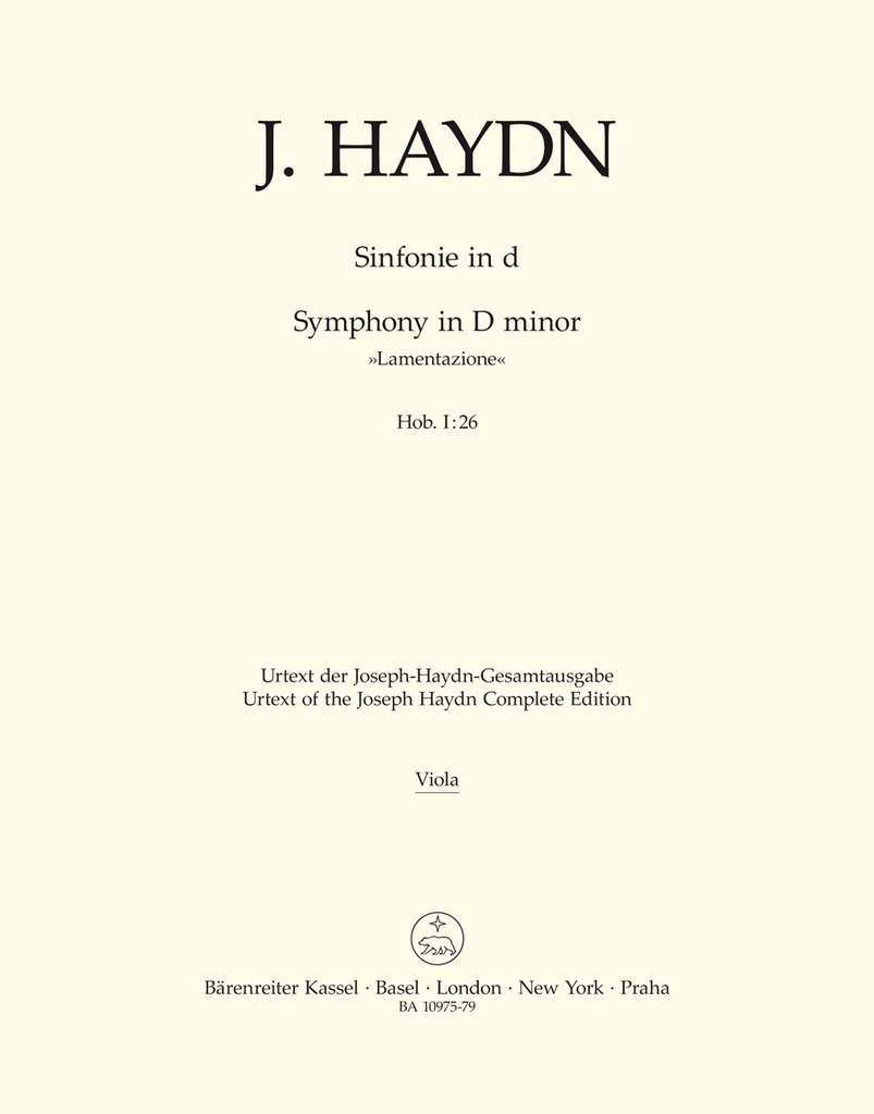 Symphony D minor Hob. I:26 'Lamentazione' (Viola)
