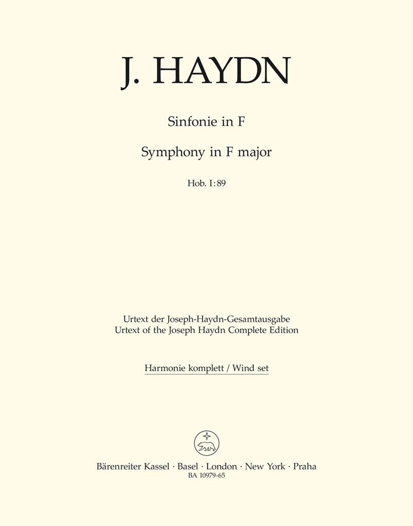 Symphony F major Hob. I:89 (Wind parts, Urtext edition)