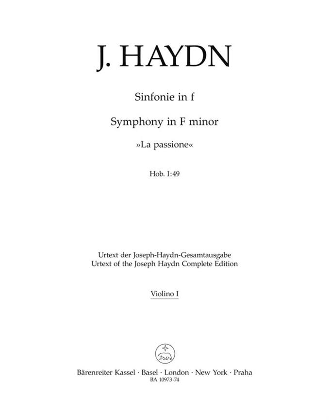 Symphony F minor Hob. I:49 'La passione' (Violin 1)