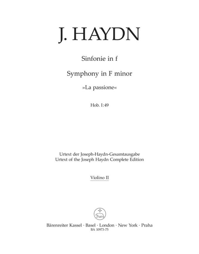Symphony F minor Hob. I:49 'La passione' (Violin 2)