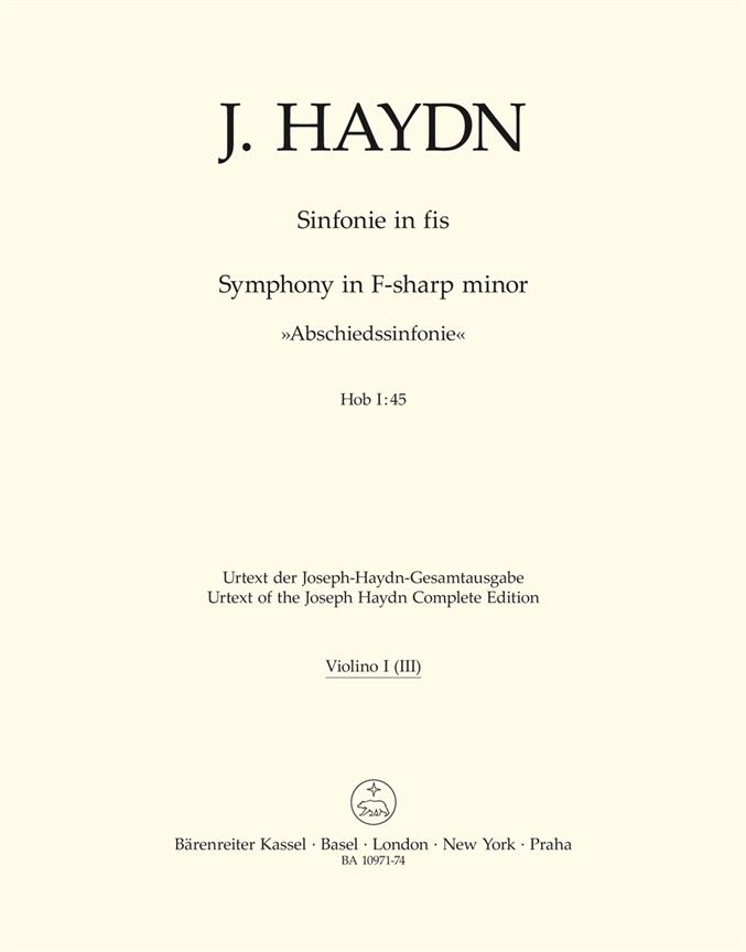 Symphony F-sharp minor Hob. I:45 'Farewell Symphony' (Violin 1)