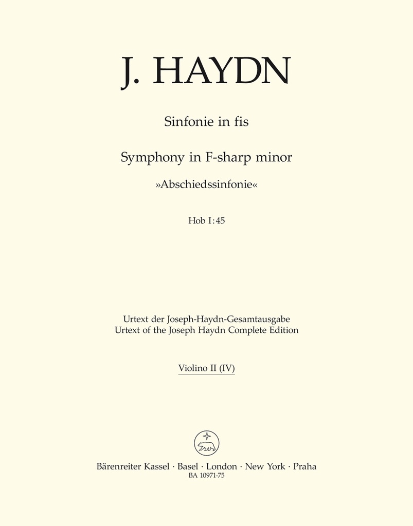 Symphony F-sharp minor Hob. I:45 'Farewell Symphony' (Violin 2)