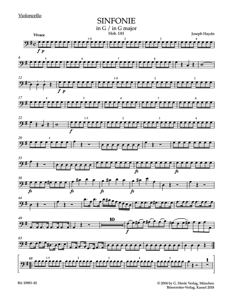 Symphony G major Hob. I:81 (Viola)