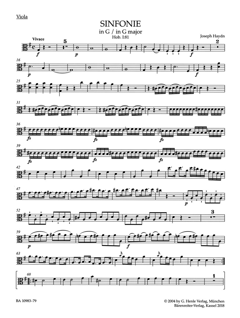 Symphony G major Hob. I:81 (Violin 2)