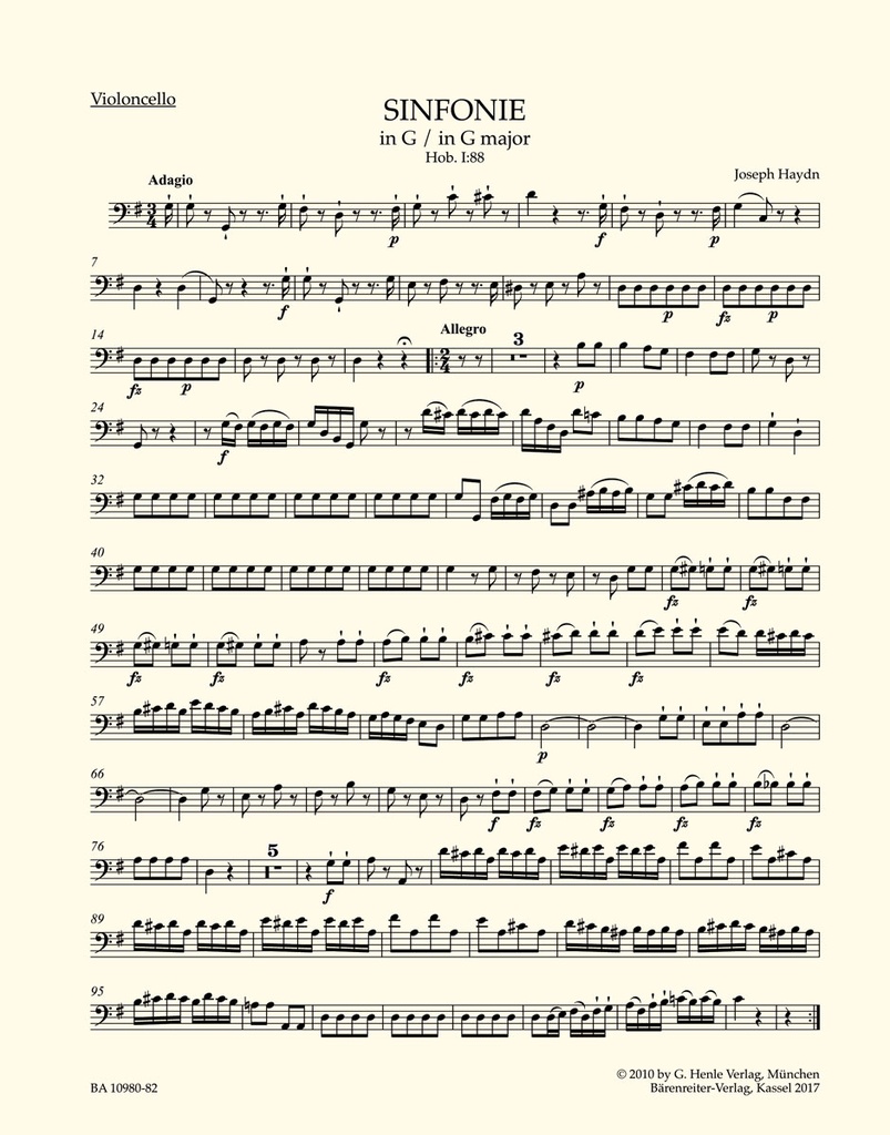 Symphony G major Hob. I:88 (Cello)