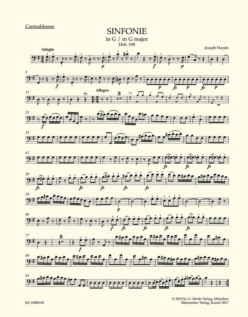 Symphony G major Hob. I:88 (Double bass)