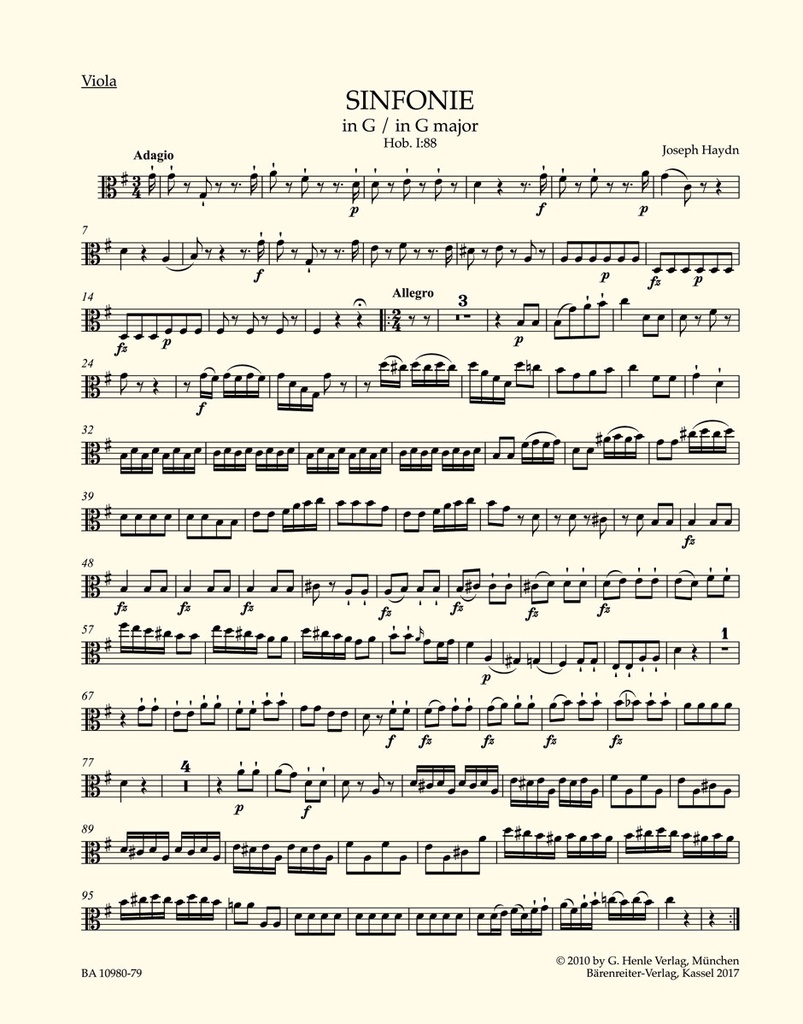 Symphony G major Hob. I:88 (Viola)