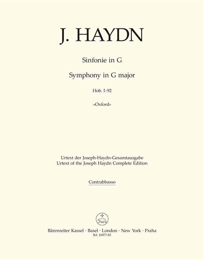 Symphony G major Hob. I:92 'Oxford' (Double bass)