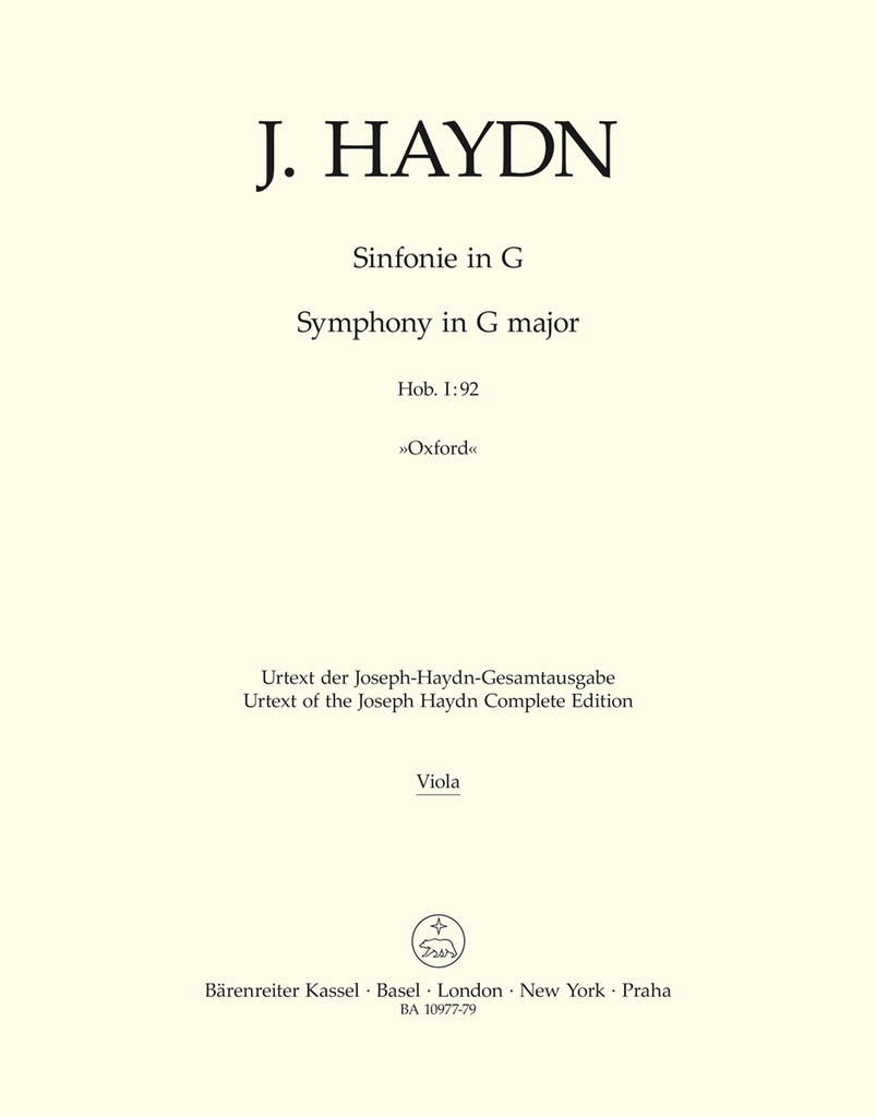 Symphony G major Hob. I:92 'Oxford' (Viola)