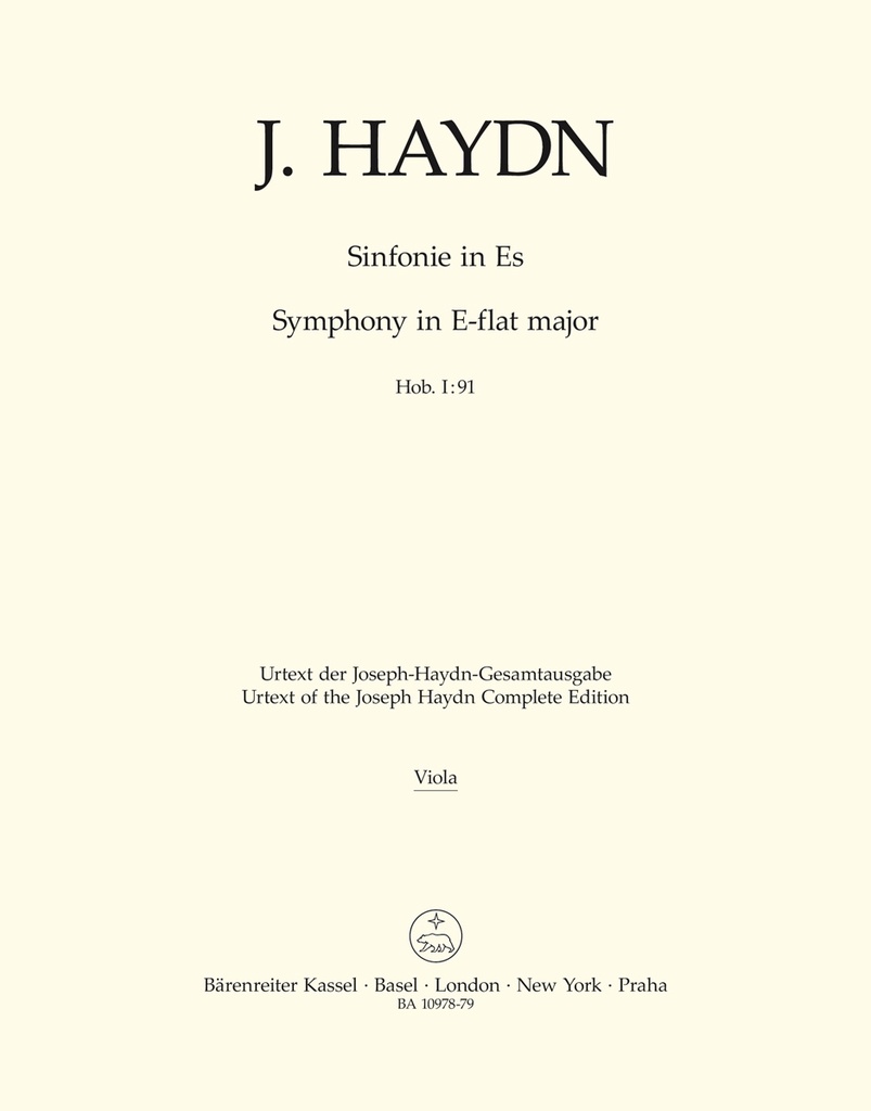 Symphony No.91 E-flat major Hob. I:91 (Viola)