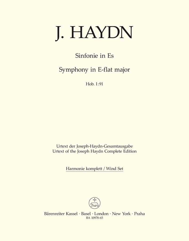 Symphony No.91 E-flat major Hob. I:91 (Wind parts, Urtext edition)