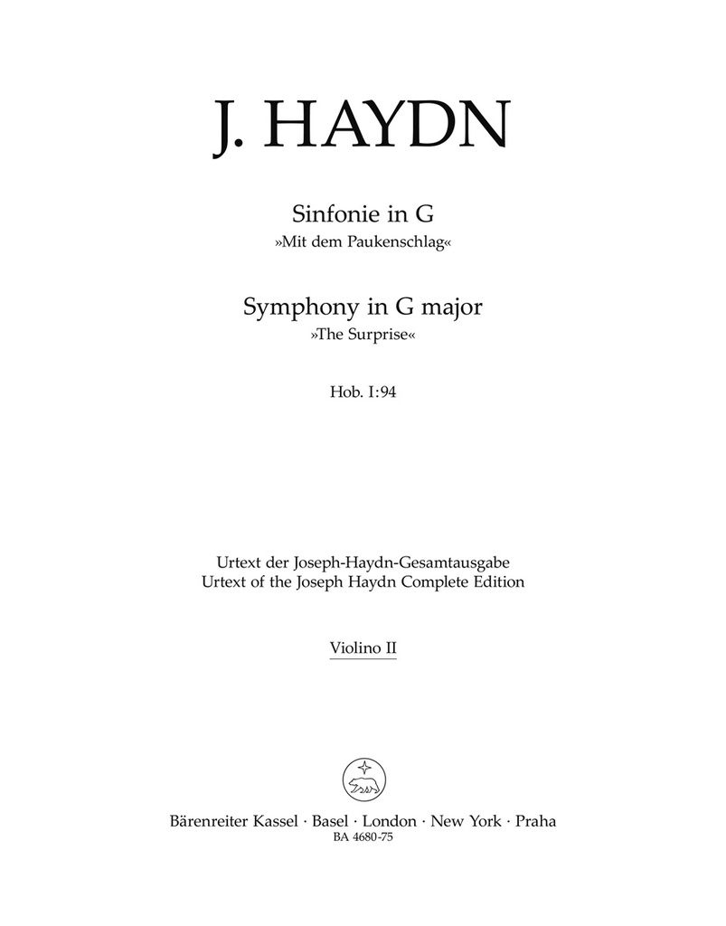 Symphony No.94 G major Hob. I:94 'The Surprise' (Violin 2)
