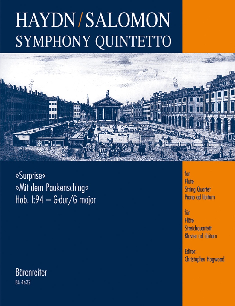 Symphony Quintetto G major Hob.I:94 (after Symphony No.94 'Surprise' for Flute, String Quartet and Piano ad libitum) (Score & parts)