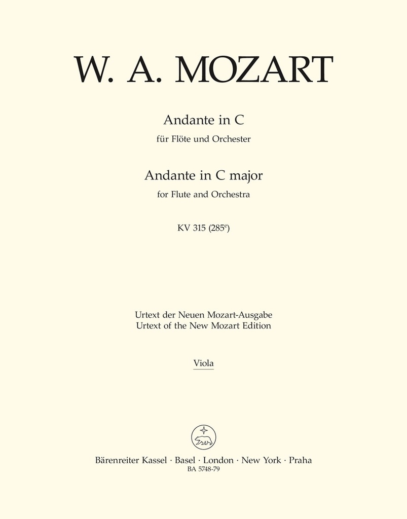 Andante for Flute and Orchestra C major, KV.315 (285e) (Viola)