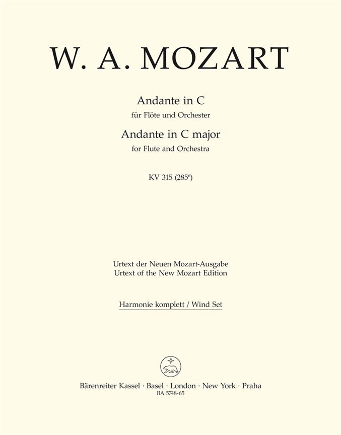 Andante for Flute and Orchestra C major, KV.315 (285e) (Wind parts, Urtext edition)