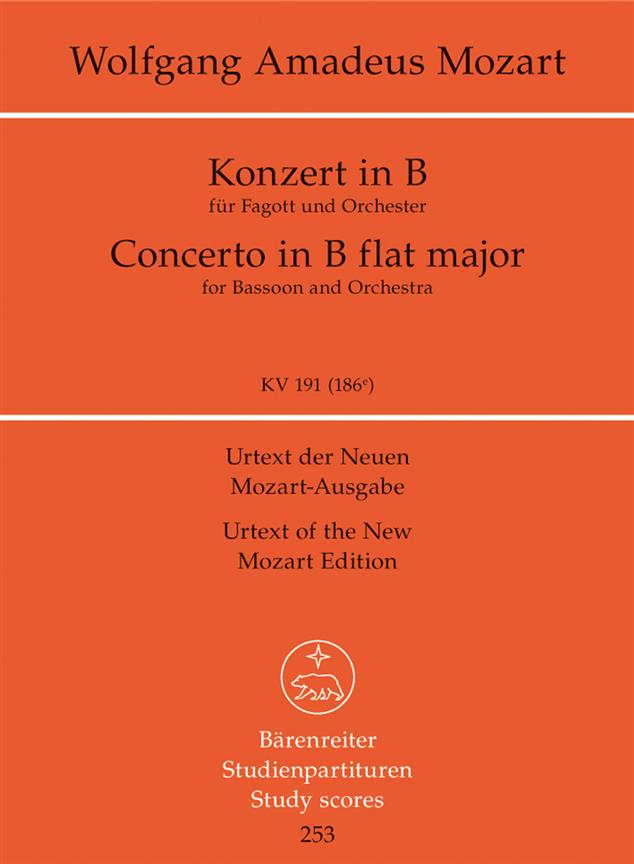 Concerto for Bassoon and Orchestra B-flat Major, KV.191 (186e) (Study score, Urtext edition)