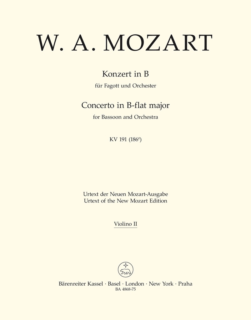 Concerto B-flat major, KV.191(186e) (Violin 2)