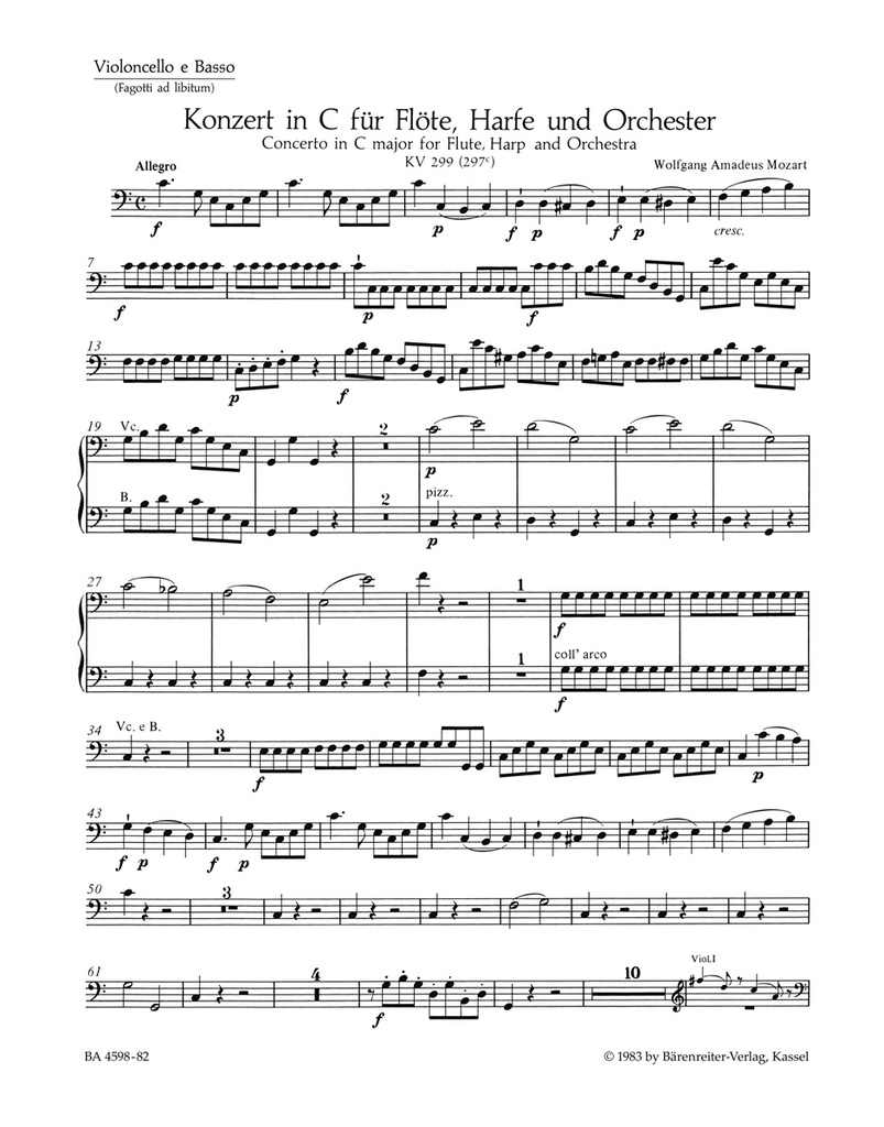Concerto for Flute, Harp and Orchestra C major, KV.299(297c) (Cello / Double bass)