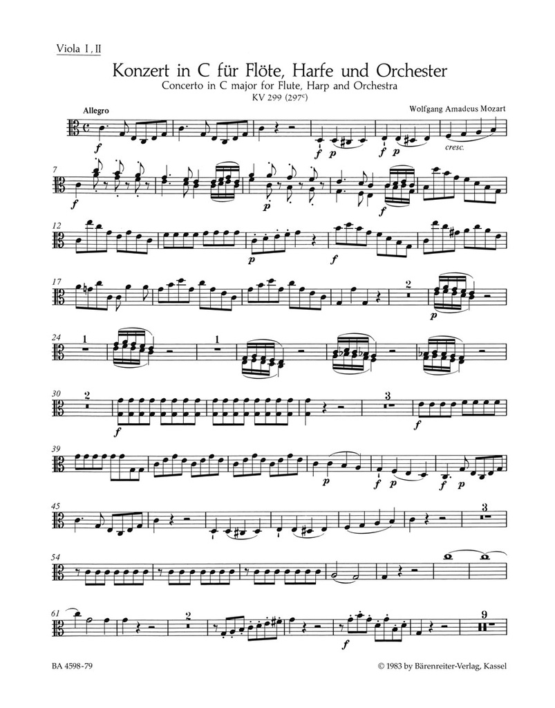 Concerto for Flute, Harp and Orchestra C major, KV.299(297c) (Viola parts)