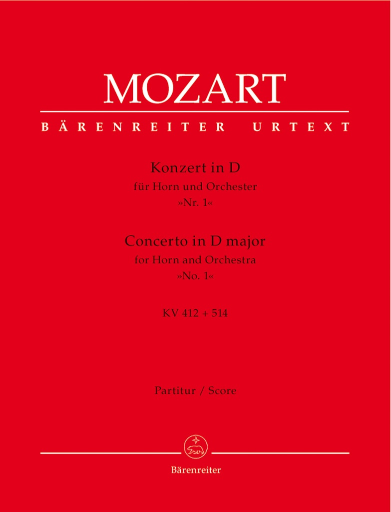 Horn Concerto No.1 D major, KV.412 + 514 (386b) (Full score, Urtext edition)