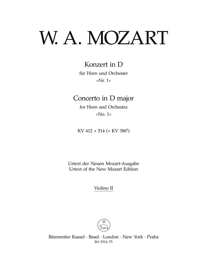 Horn Concerto No.1 D major, KV.412 + 514 (386b) (Violin 2)