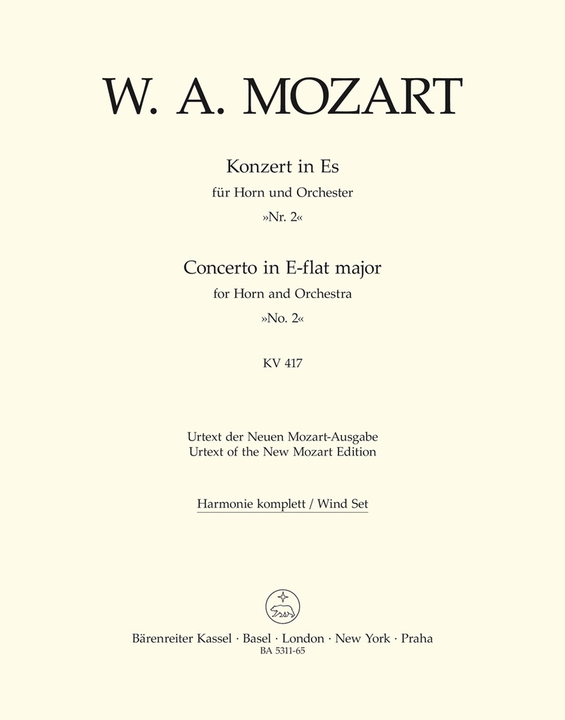 Horn Concerto No.2 Es major, KV.417 (Wind parts, Urtext edition)