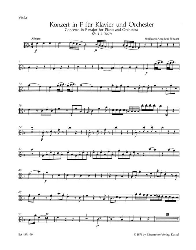 Concerto No.11 A major, KV.413(387a) (Viola)