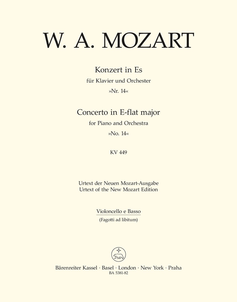 Concerto for Piano and Orchestra No.14 E-flat major, KV.449 (Cello / Double bass)