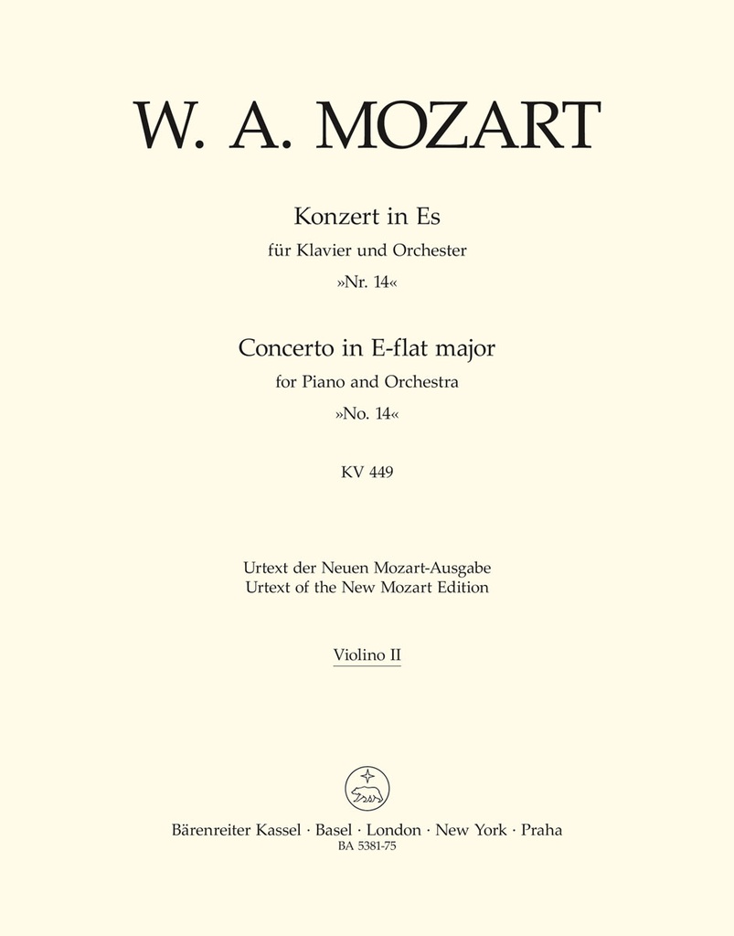 Concerto for Piano and Orchestra No.14 E-flat major, KV.449 (Violin 2)