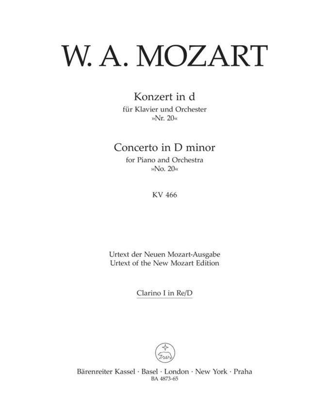 Concerto No.20 D minor, KV.466 (Wind parts, Urtext edition)