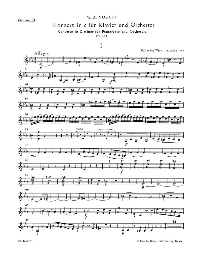 Concerto No.24 C minor, KV.491 (Violin 2)