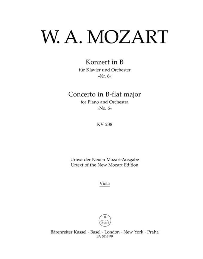 Concerto for Piano and Orchestra No.6 B-flat major, KV.238 (Viola)