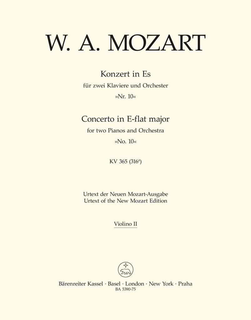 Concerto for two Pianos No.10 E-flat major, KV.365 (316a) (Violin 2)