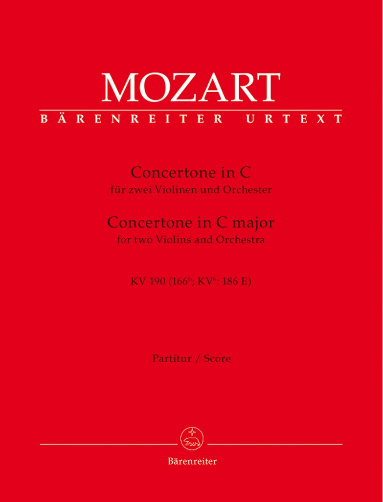 Concertone for two Violins and Orchestra C major, KV.190 (Full score, Urtext edition)